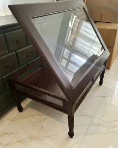 Glass table teak