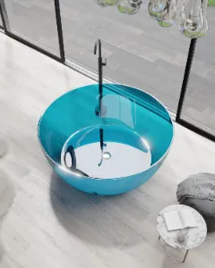 Transparent Resin Luminous Orb - like Sapphire Blue Bathtub MeerLuxe-1001-C