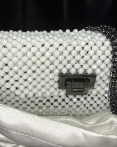 Lumora – Handmade White Beaded Evening Bag