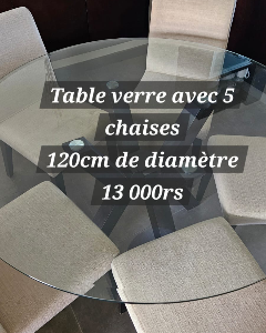 Table verre + 5 chaises